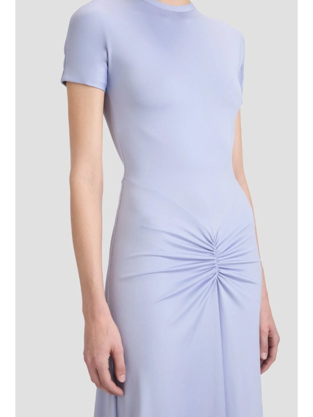 Victoria Beckham Gathered Waist Midi T-Shirt Dress Delphinium US 12 NWT - Picture 5 of 8